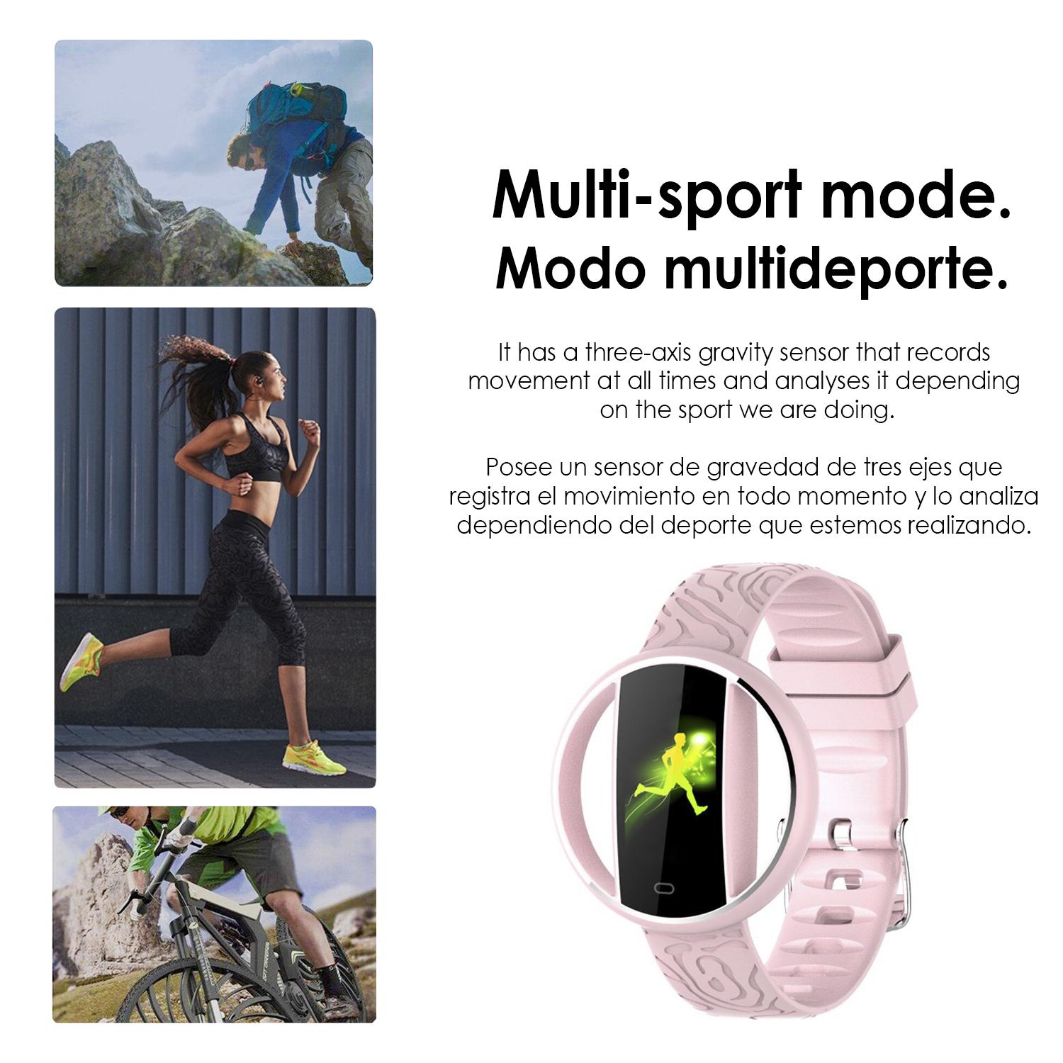 Brazalete inteligente E99 multideportivo con monitor cardiaco, notificaciones