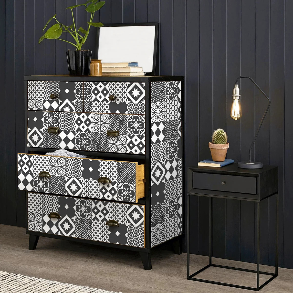 Sticker carrelage - Ambiance Sticker - 60 CARREAUX DE CIMENT MEUBLE AUTHENTIQUES VOGIA - 20x20cm