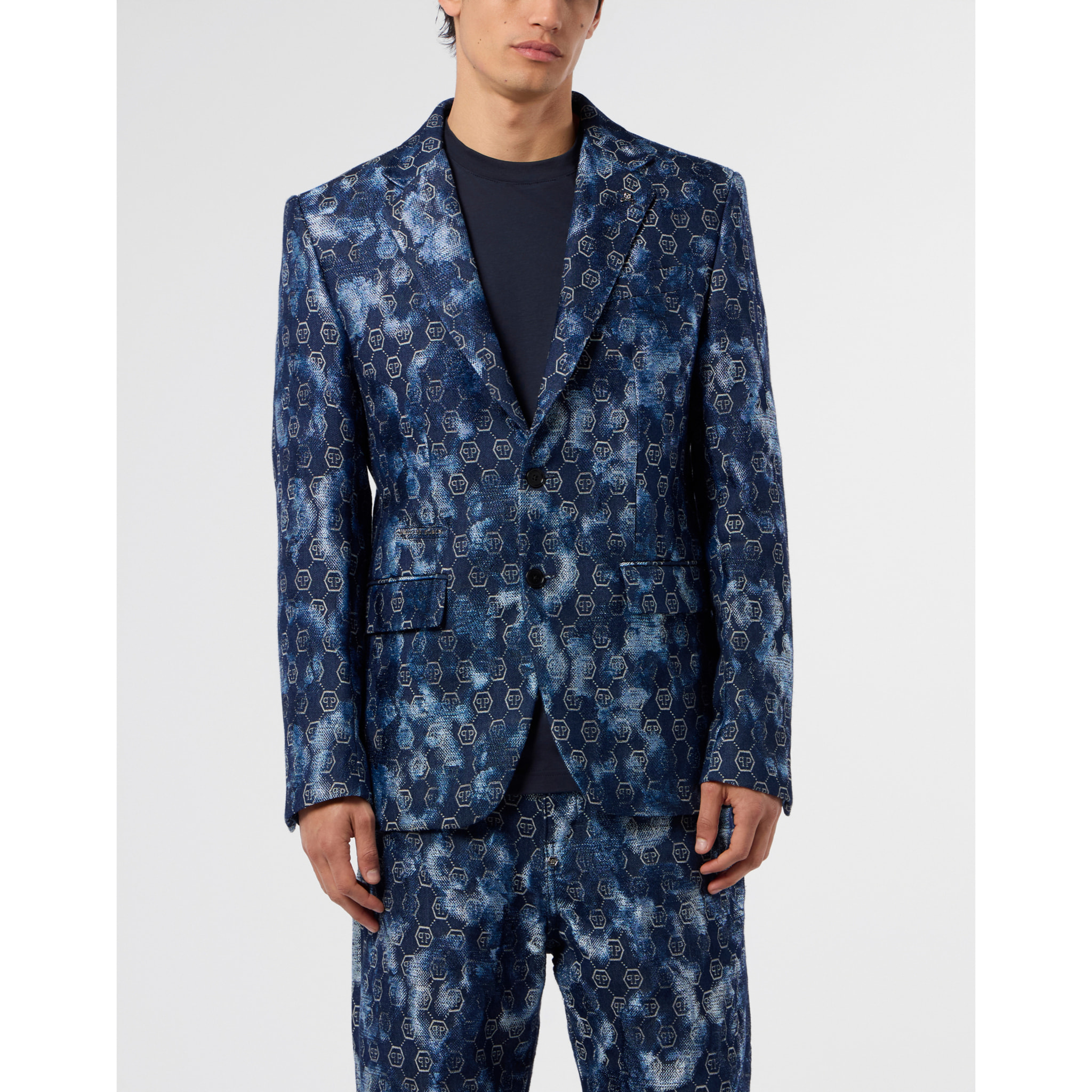 PHILIPP PLEIN Jacquard Denim Blazer Monogram