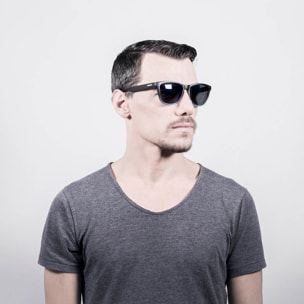 Gafas de sol OCEAN SEA - Negro mate arriba y azul transparente abajo con azul revo