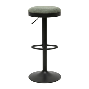 Tabourets de bar réglables en tissu chenille vert kaki et métal (lot de 2) THOR