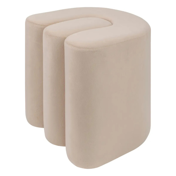 Pouf velours Bolan beige 40x40cm