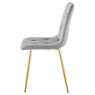 Sedia Libra in Velluto Grigio Chiaro con Gambe Oro