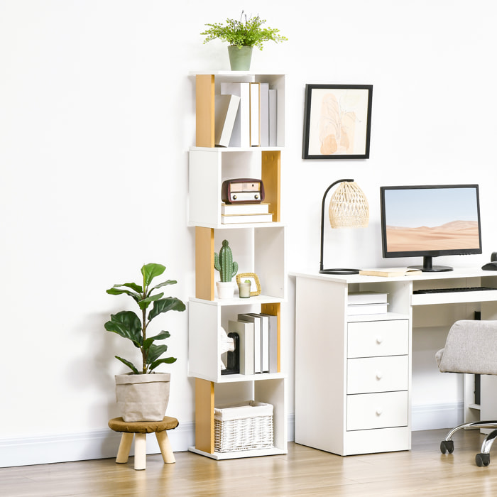 Estantería Librería en Forma S con 5 Estantes Abiertos para Salón 33x28x161 cm