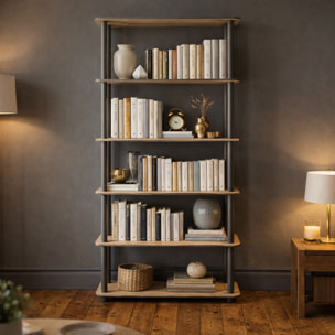 MAEVA Étagère contemporaine effet chêne - 6 niveaux