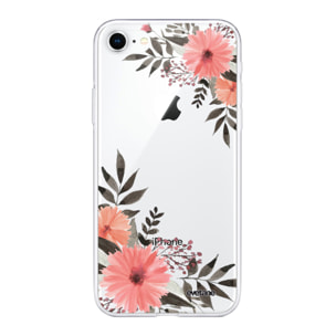 Coque iPhone 7/8/ iPhone SE 2020/ 2022 silicone transparente Fleurs roses ultra resistant Protection housse Motif Ecriture Tendance Evetane