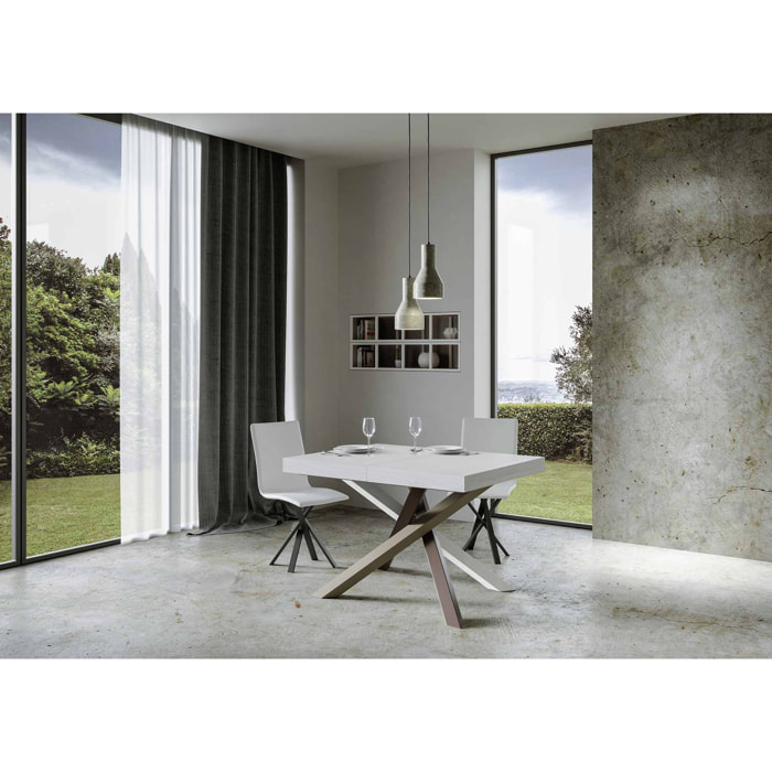 Mesa extensible 90x120/224 cm Volantis Fresno Blanco estructura multicolor 4/C