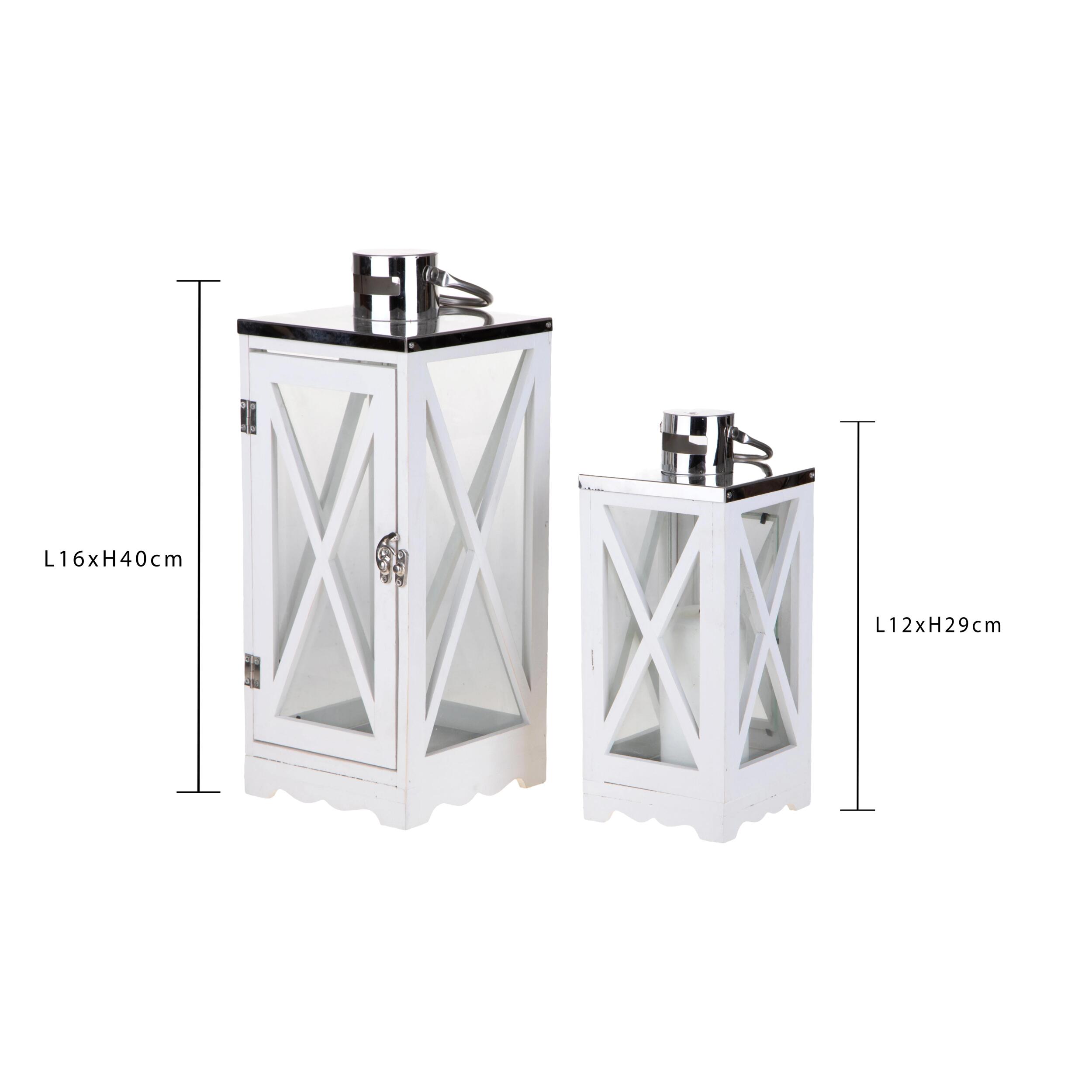 2 lanterna 16xh40 cm legno - Pezzi 1 - BIANCO - Bianchi Dino SpA