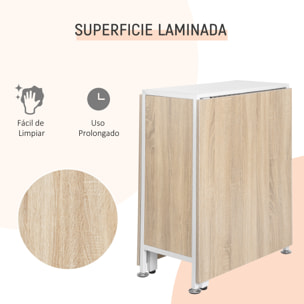 Mesa Plegable con Estantes de Madera 169x62x75cm Roble, Blanco