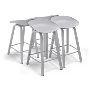 KIEL - Set di 4 sgabelli di design in metallo e PP Grigio