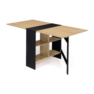 Table à manger dépliable Edi avec rangement bois et noir