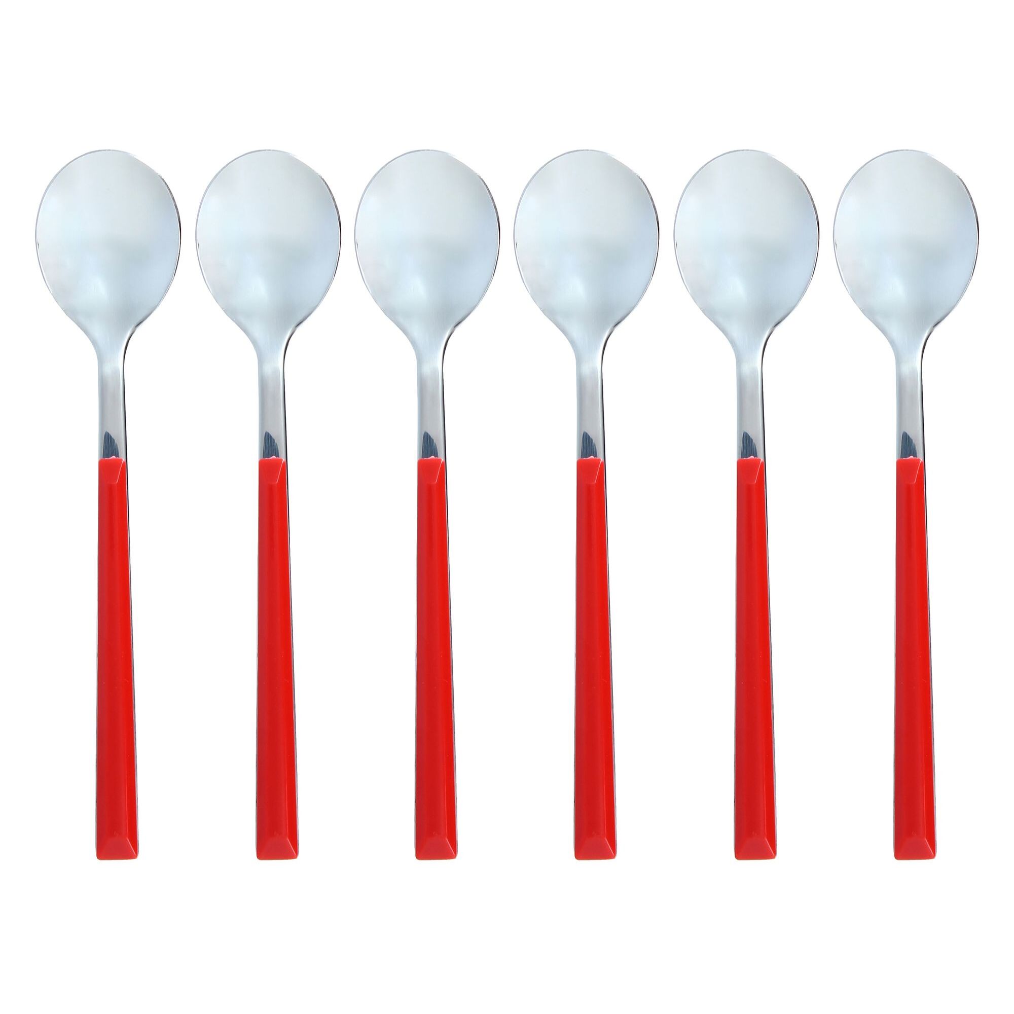 Lot de 6 cuillères à café rouges en acier inoxydable  COLORAMA