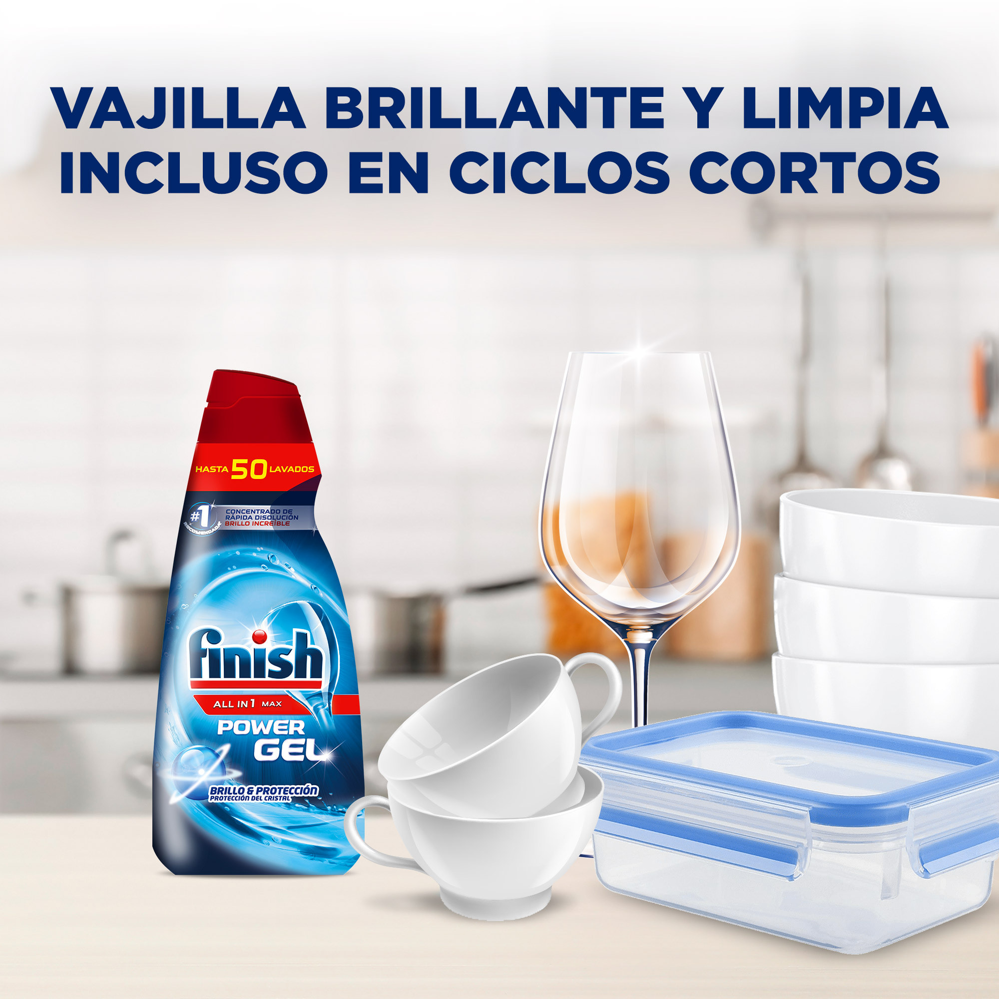 Finish All in 1 Max Brillo y protección Gel Lavavajillas 70 lavados (2x35 dosis)