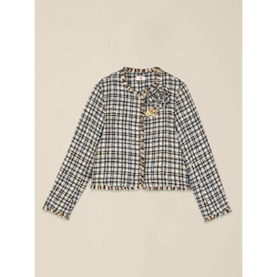 Oltre - Giacca corta in tweed con spilla - Oro