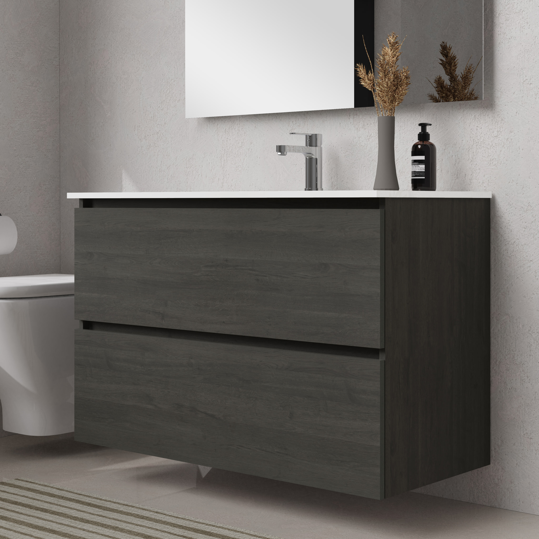 Conjunto mueble de baño SEA Alday, 100cm, Carbon