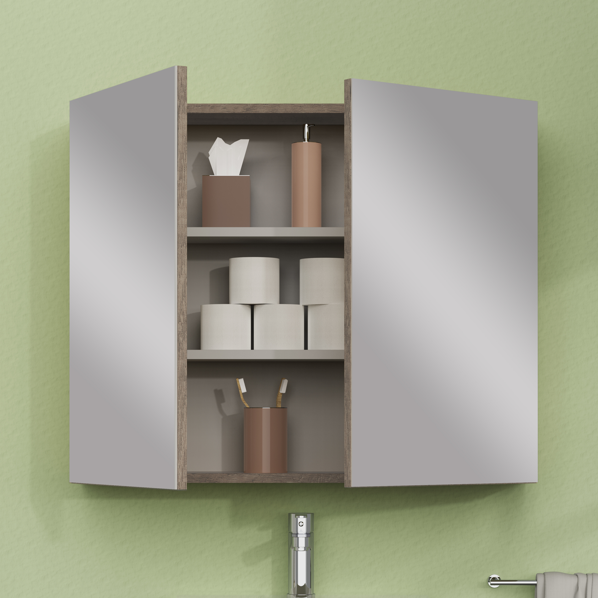 ARMOIRE DE TOILETTE, Alday, 80cm, Bois Nebraska