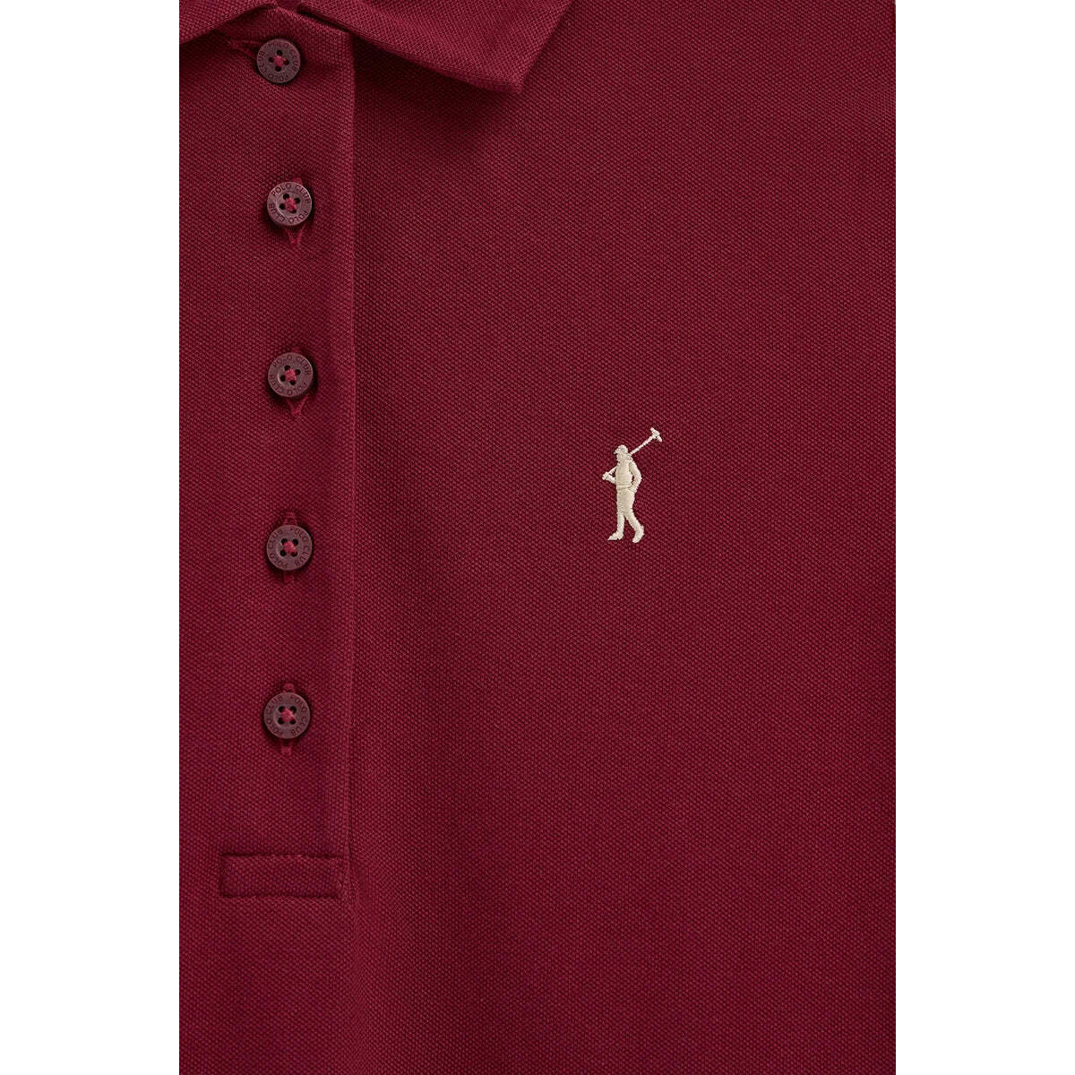 Vestido corto granate de manga corta con cuello polo y logo Rigby Go