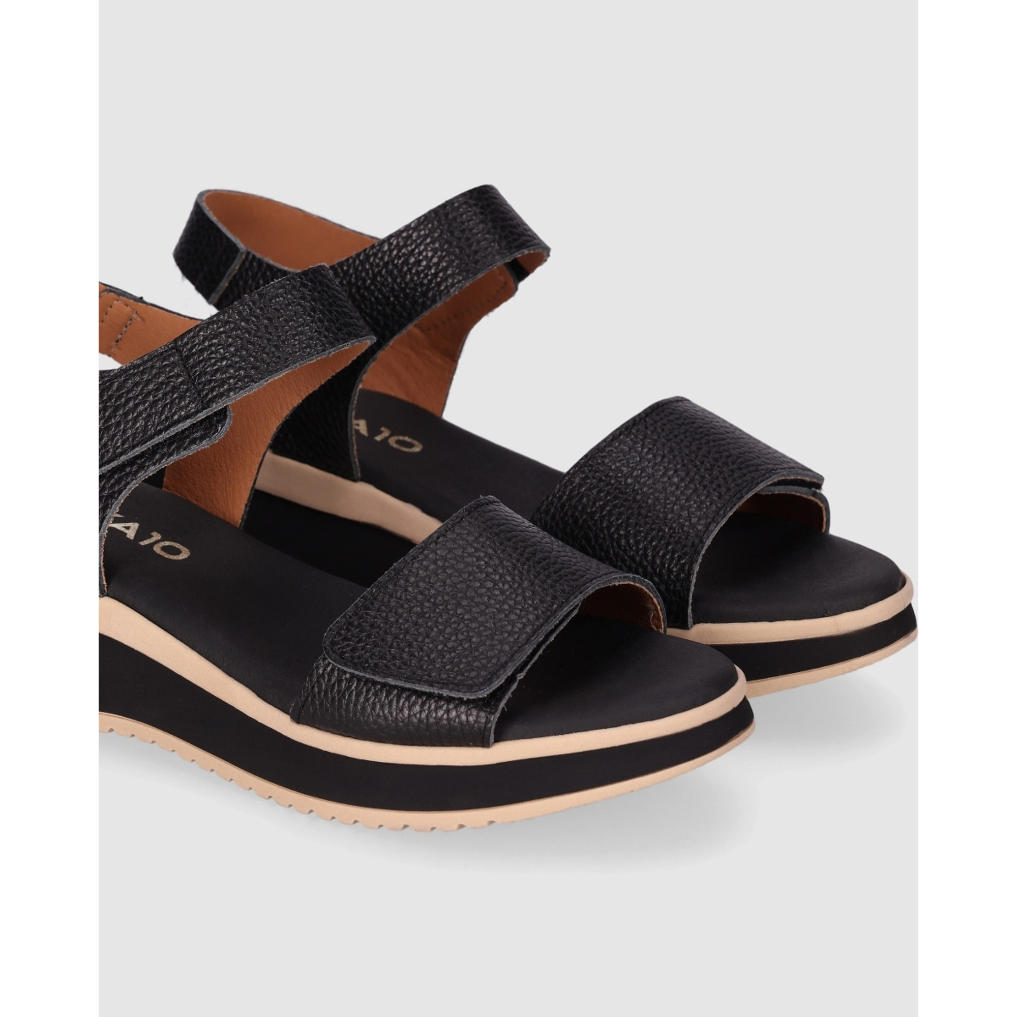 Sandalias de Piel - Negro - Tacón: 4 cm