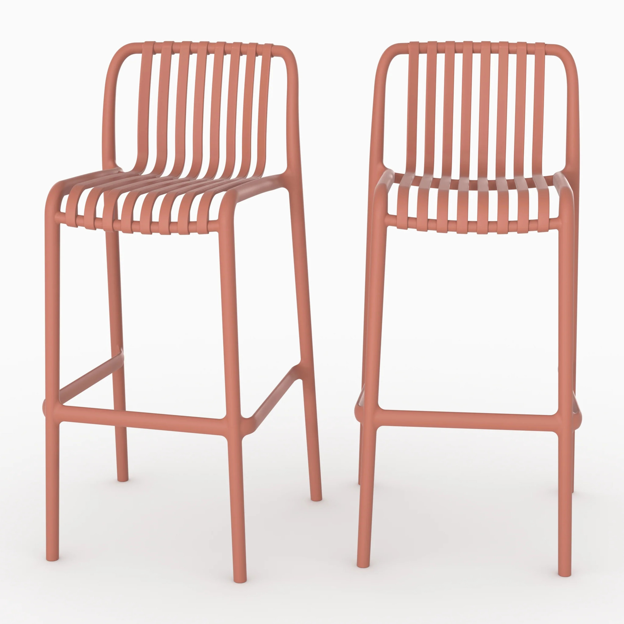 Lot de 2 chaises de bar de jardin 76 cm en plastique terracotta - Duli