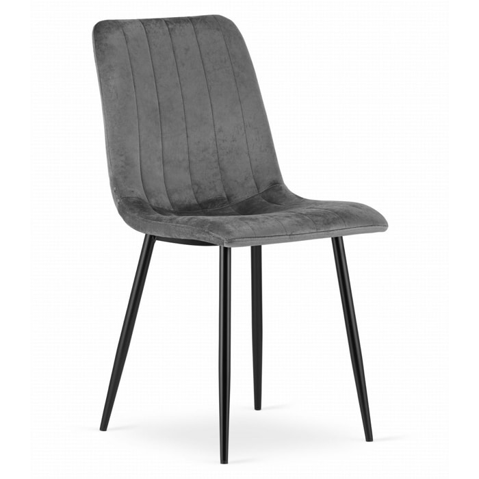 Sedia Lava in velluto grigio scuro e metallo nero