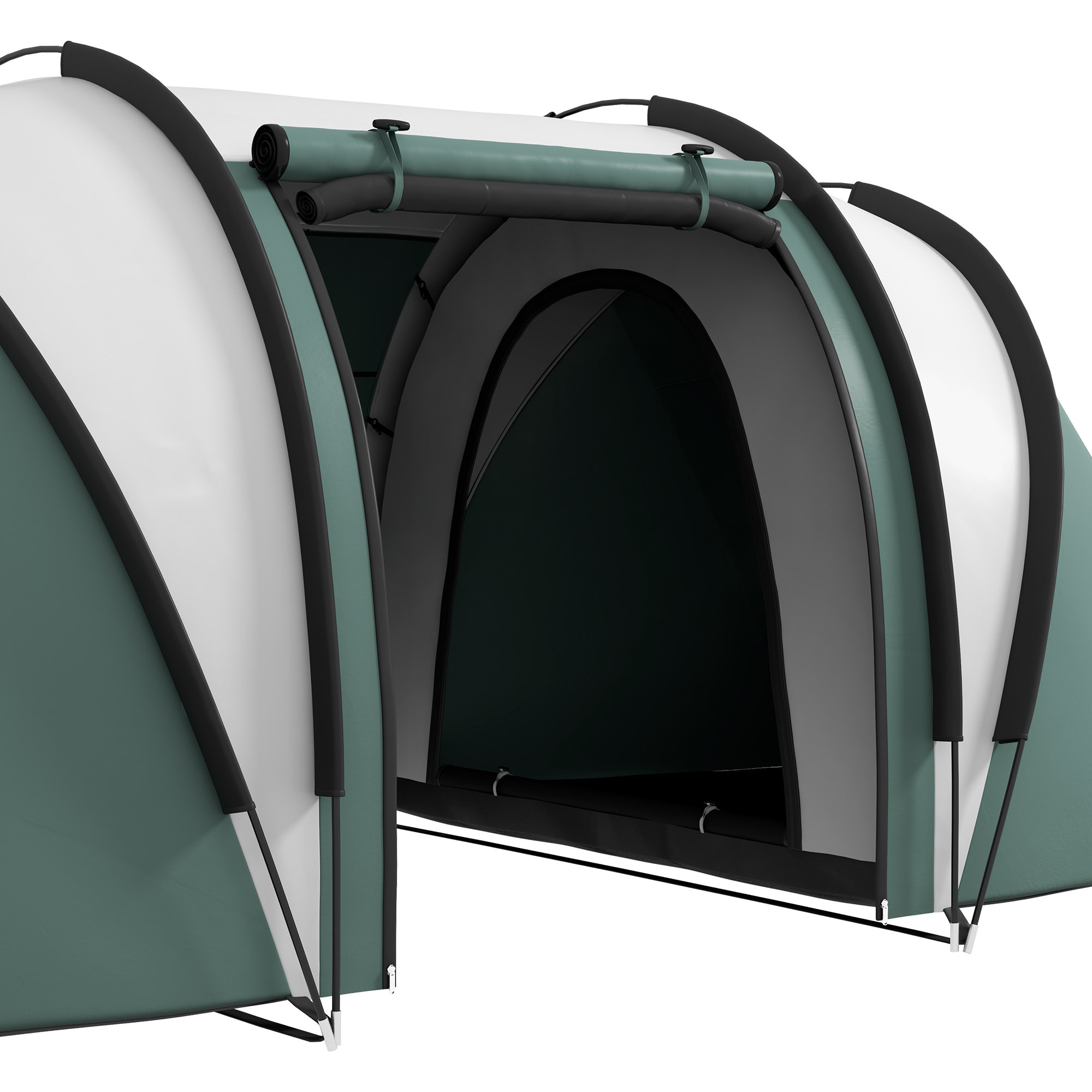 Tente de camping familiale 4-5 pers. 2 chambres 3 fenêtres sac vert