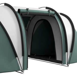 Tente de camping familiale 4-5 pers. 2 chambres 3 fenêtres sac vert