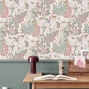 Papier peint prairie florale animaux champêtres