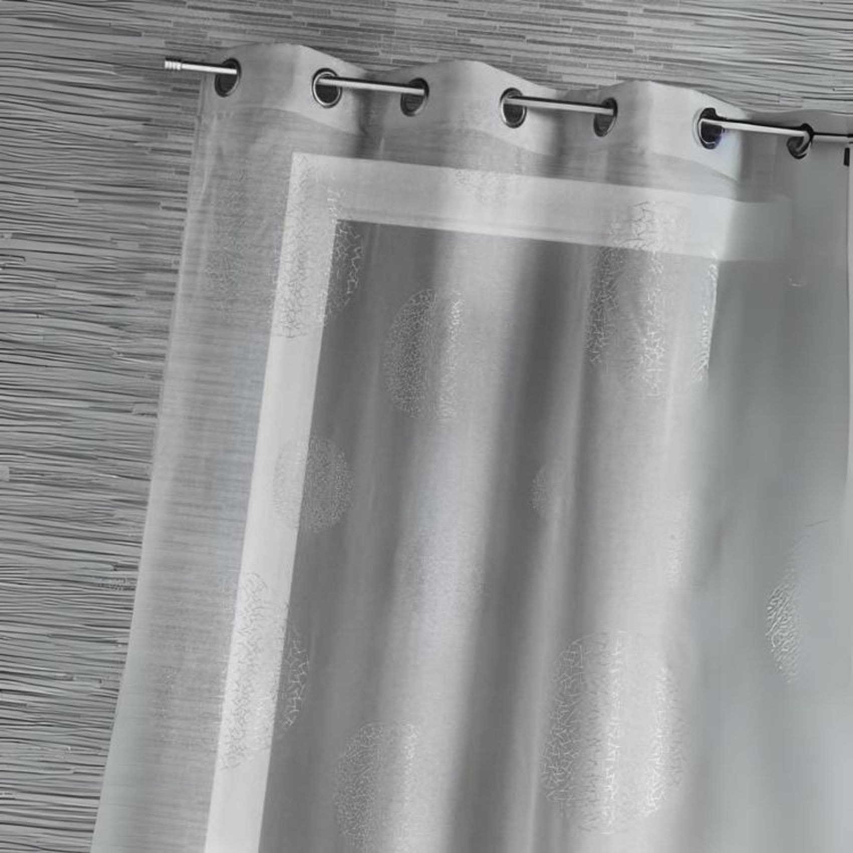 Voilage en Etamine Impression Argent - Gris clair