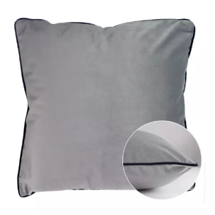 Housse de coussin polyester anti tache uni Velours uni platine-marine