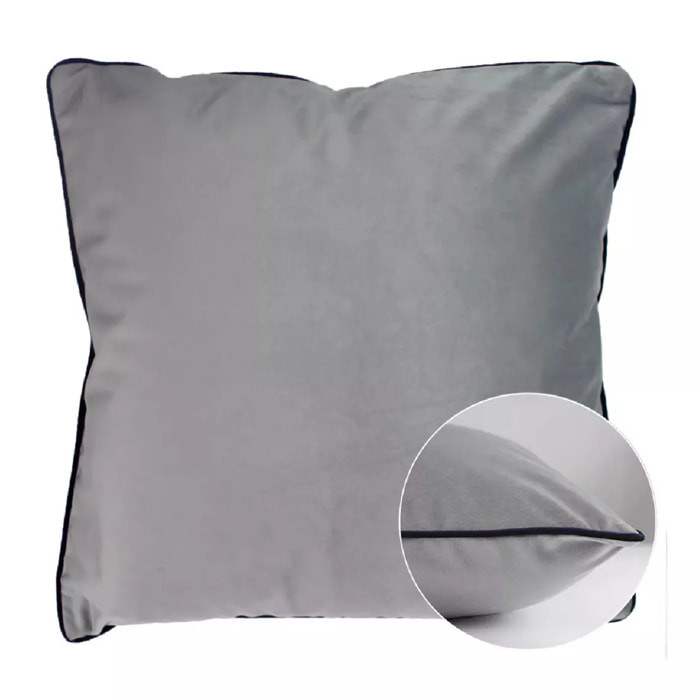 Housse de coussin polyester anti tache uni Velours uni platine-marine