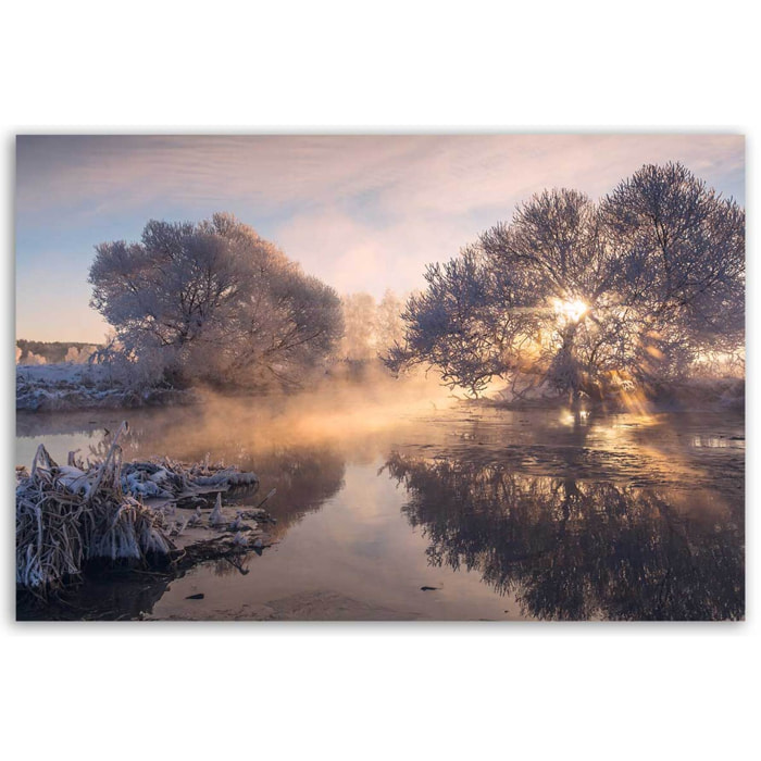Tableau paysage givré au lever du jour Toile imprimée