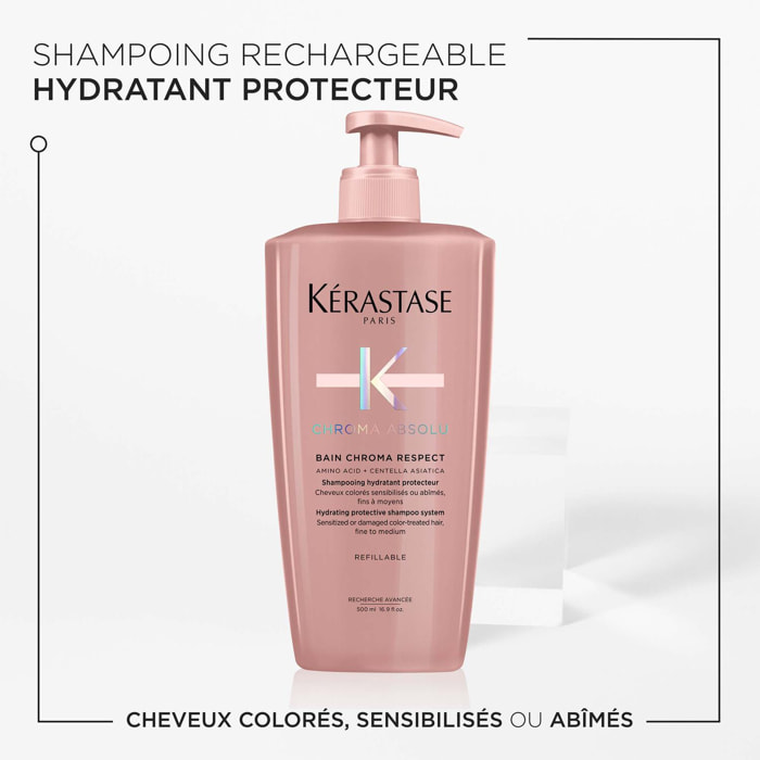 Chroma Absolu - Shampoing hydratant protecteur rechargeable - cheveux colorés sensibilisés ou abîmés, fins à moyens