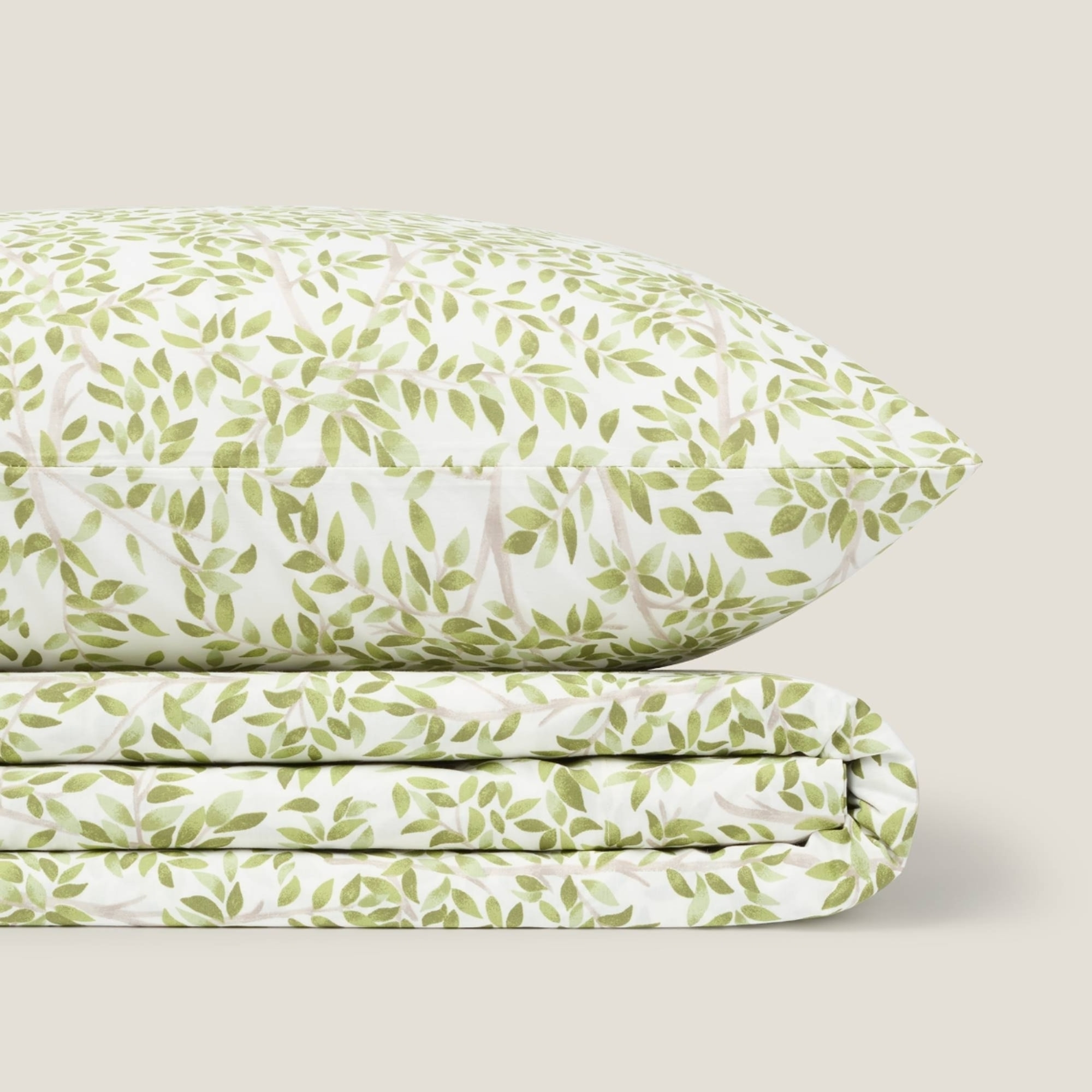 Sábana algodón hojas Grama color verde