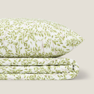 Sábana algodón hojas Grama color verde