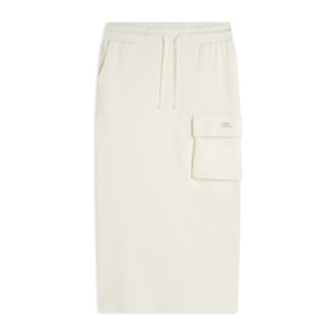 Gonna longuette con spacchi laterali e maxi tasca