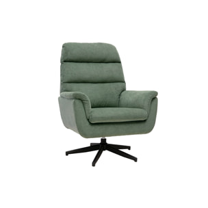 Fauteuil pivotant en tissu chenille vert kaki et métal noir JONAH