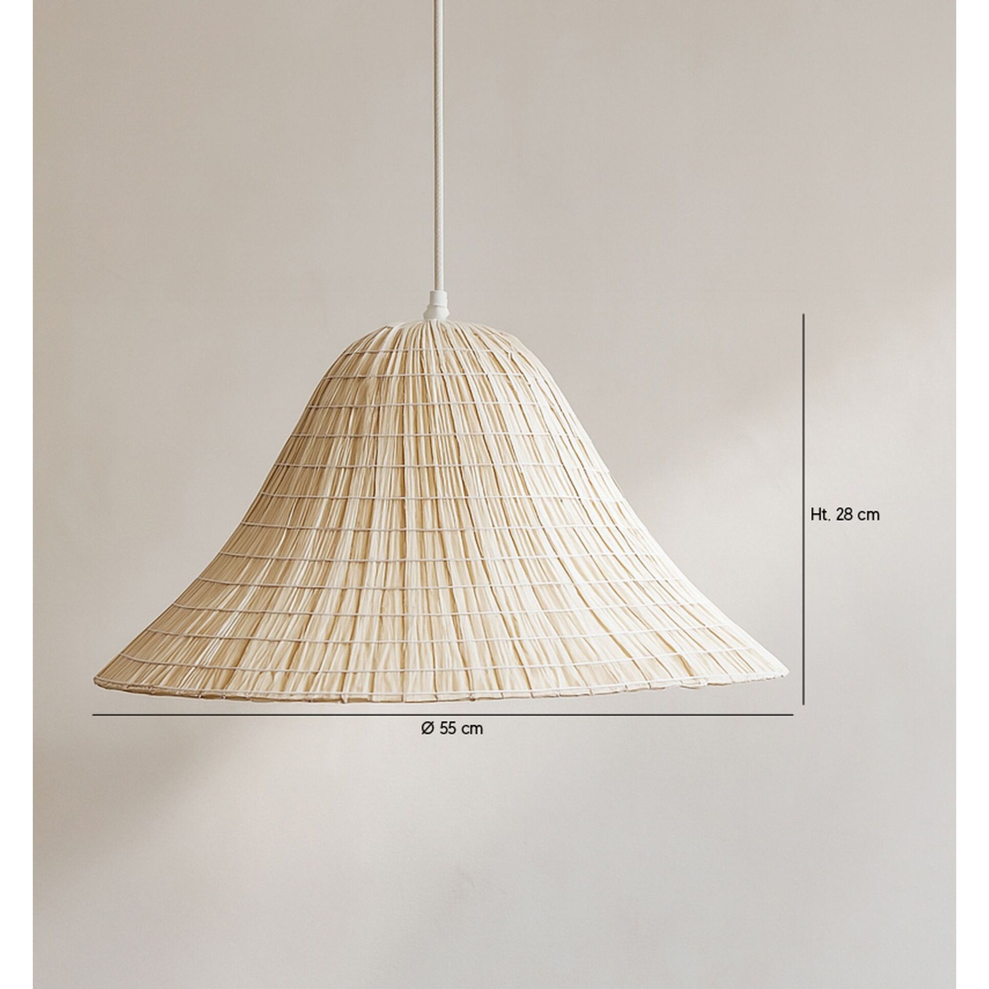 Suspension en feuilles de palmier blanche 55cm MAA