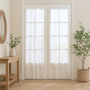 Paire de petits voilages droits finition passe tringle - Blanc