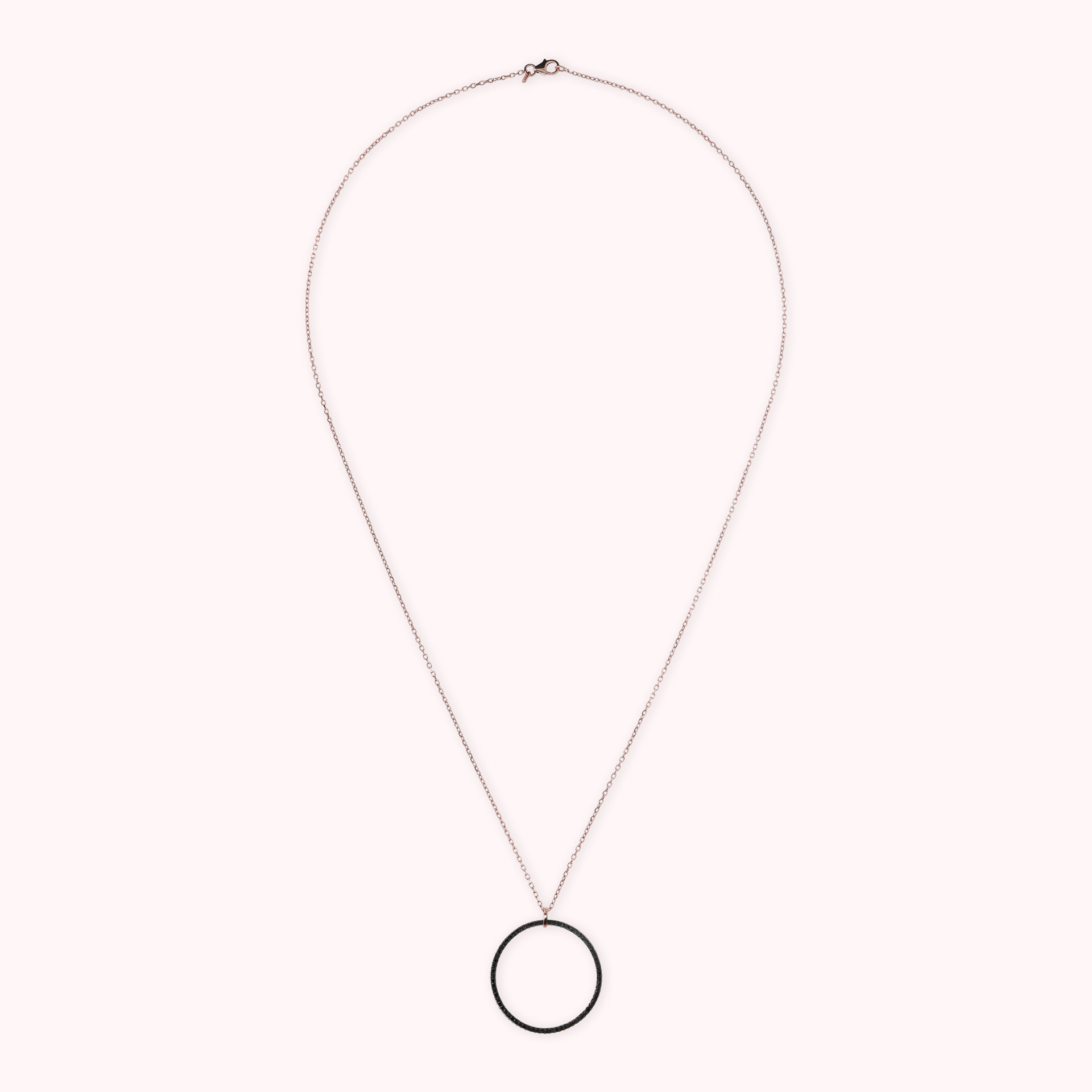 Collana Catena Forzatina con Pendente Cerchio in Pavé di Spinello