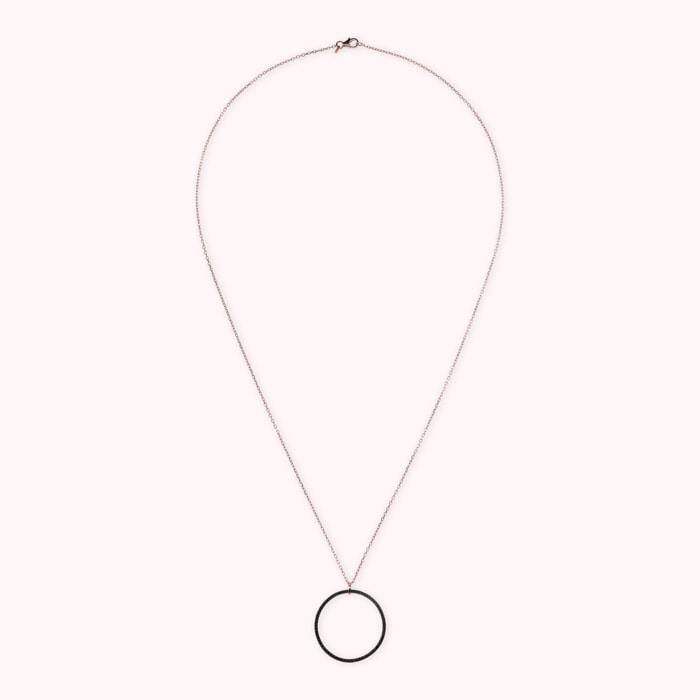 Collana Catena Forzatina con Pendente Cerchio in Pavé di Spinello