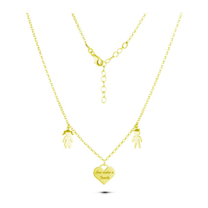 Collana Love Makes a Family Bimba-Cuore-Bimbo con Pendente Argento Gold