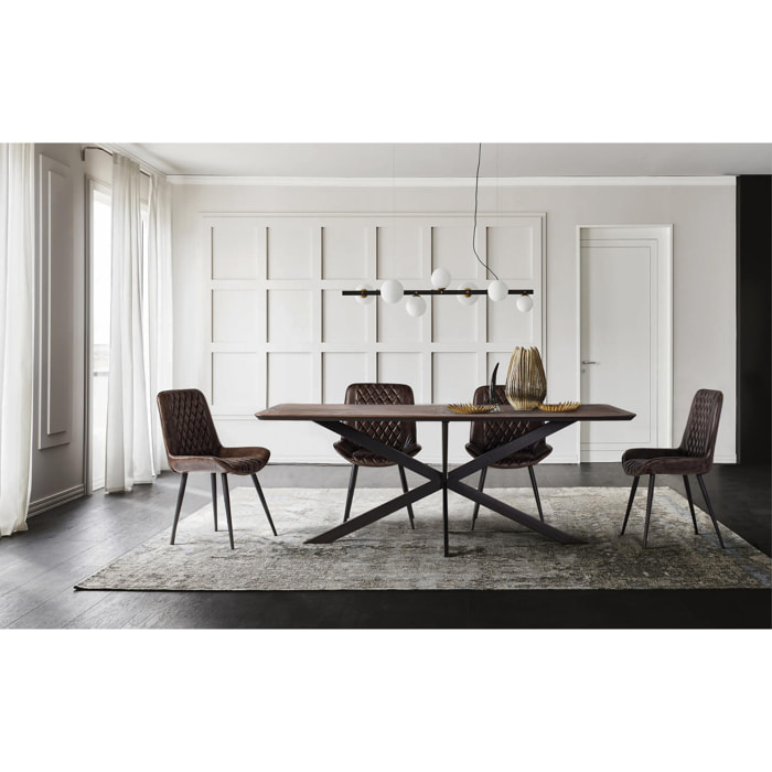 Mesas de Comedor de Madera de Teca Reciclada 180 Cm Estilo Industrial Contemporáneo