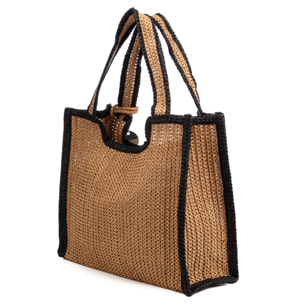 Bergamasco Bolso shopper Mujer. Fabricado en paja trenzada diseño "Love Me".