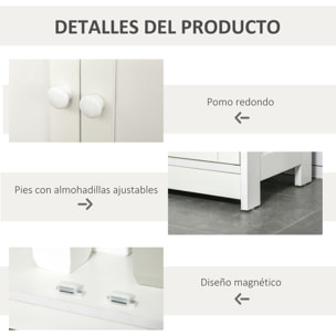 HOMCOM Armario de Suelo para Baño con 2 Puertas Estante Interior Ajustable y Compartimento Abierto Mueble Auxiliar de Almacenaje para Salón Cocina 60x30x80 cm Blanco