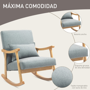 Mecedora Moderna Mecedora para Lactancia con Cojín Lumbar Respaldo Amplio y Base de Madera Carga 120 kg Silla Mecedora para Salón Dormitorio Gris Claro