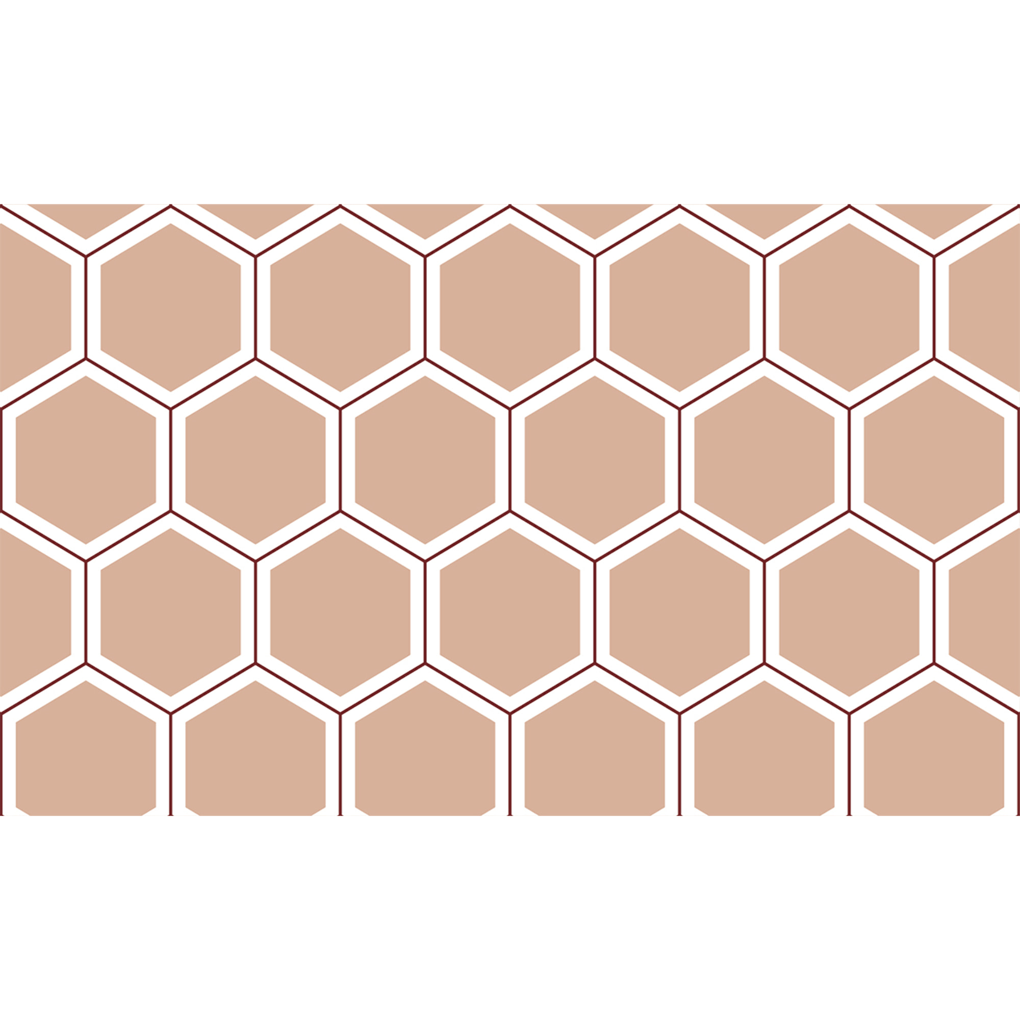 Sticker Sol avec laminat de Protection en Plastique Anti-dérapant | Stickers adhésif Sol - CARRELAGES FORMES HEXAGONES BLANC ET BRUN - 1 sticker