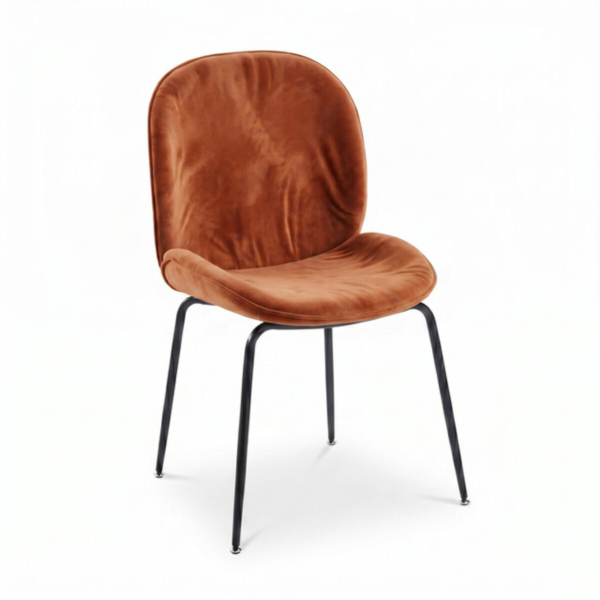 Sedia Imbottita in Effetto Velluto con Gambe in Acciaio, Design Moderno ed Elegante per Sala da Pranzo, Cucina, Soggiorno, Studio e Ufficio