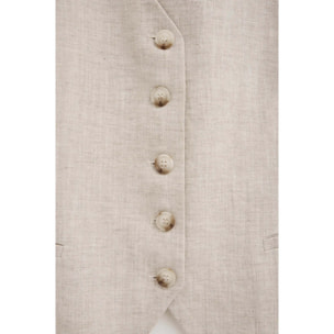 Gilet Verona in lino ecrù regular fit con logo Polo Club