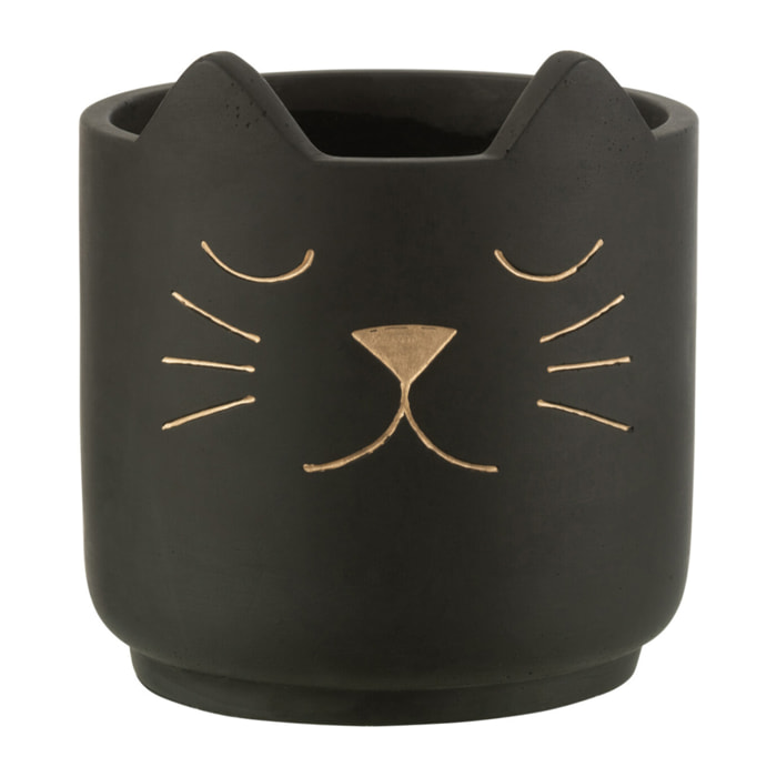 J-Line cache-pot Chat - céramique - noir/or - medium -  Ø 16 cm