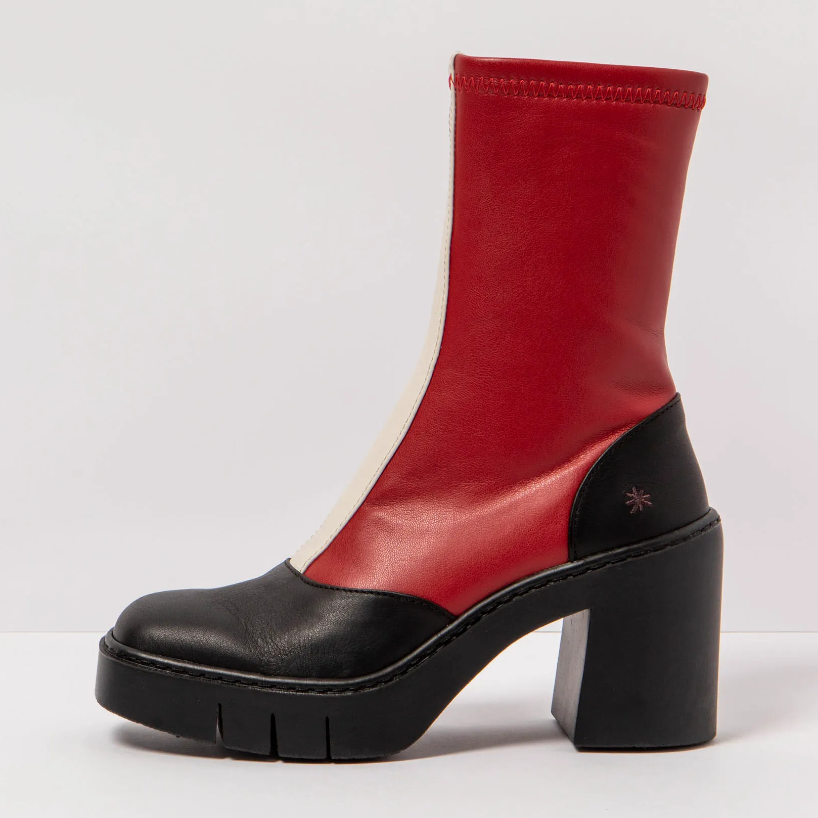 Botines con tacón 1973 NAPPA RED-BLACK/BERNA color Red-black